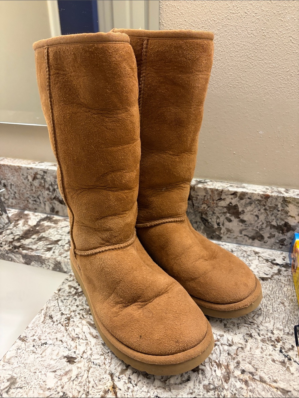 Classic Tall Suede Winter Boots - Chestnut Brown size 8